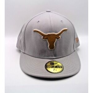 New Era 59Fifty Fitted University Of Texas Longhorns Grey Embroidered Hat Cap